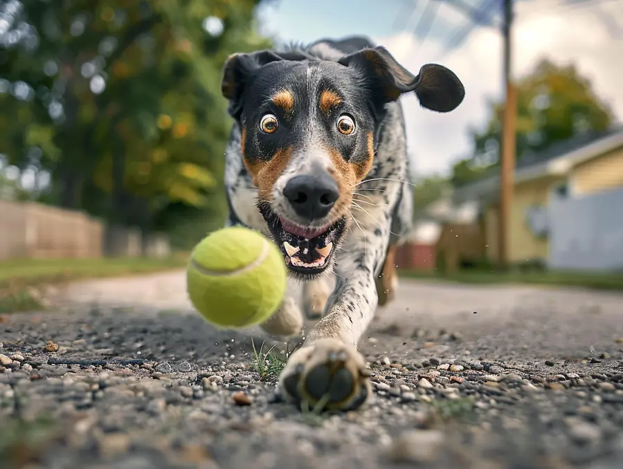 Dog enjoying a clean residential yard