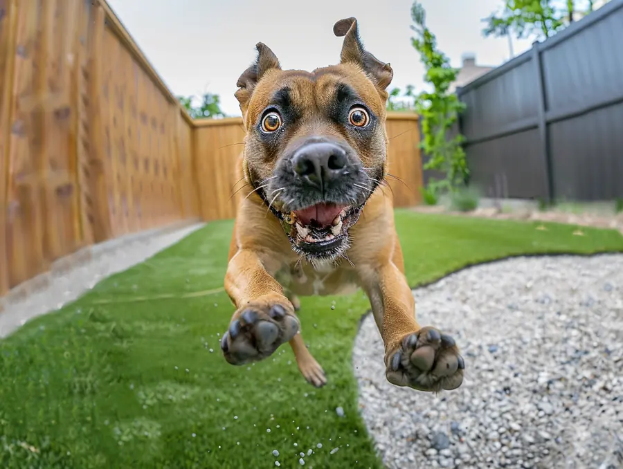 Happy dog enjoying a clean yard