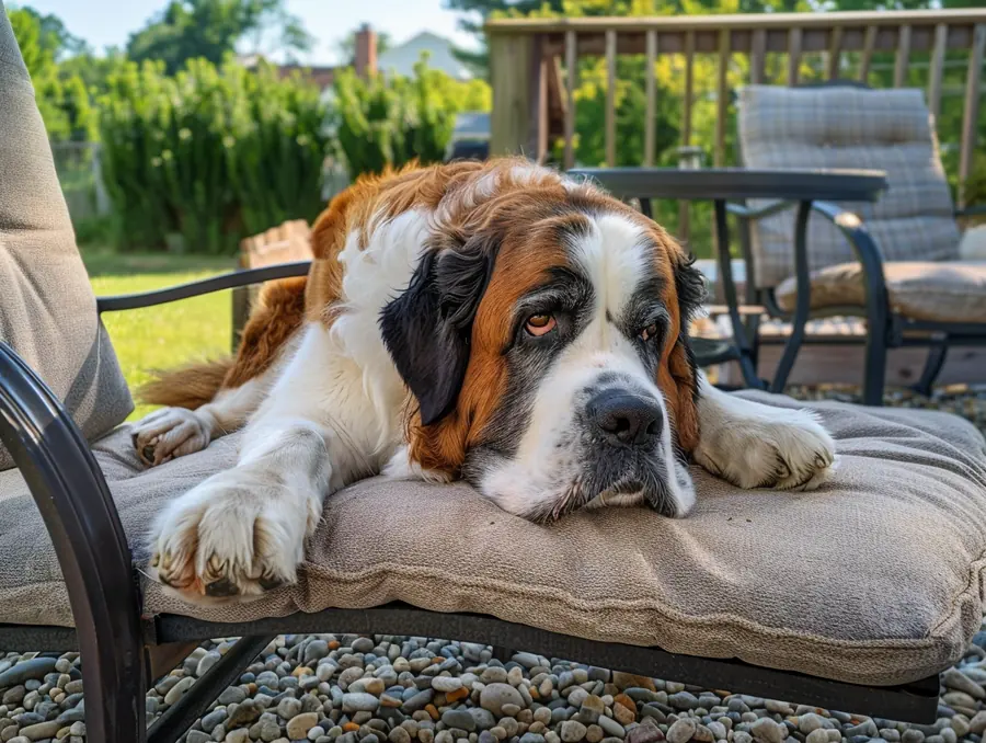 Relaxed dog enjoying a clean outdoor space