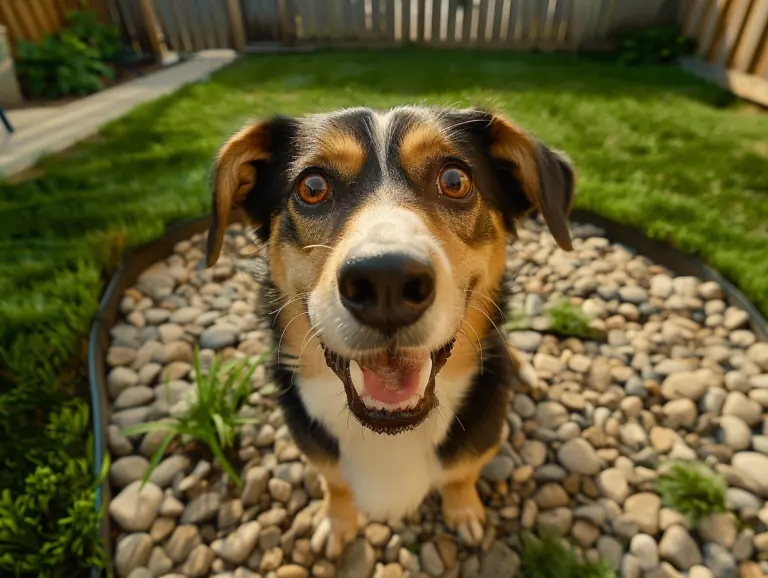 Happy dog enjoying a clean yard